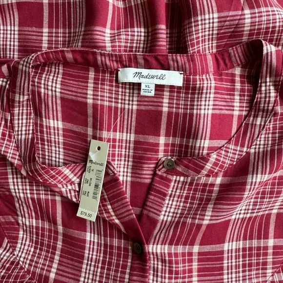 Madewell Red Plaid Button-Down Shirt - Picture 6 of 8